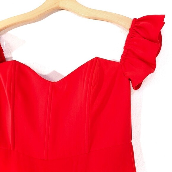 Lovers and Friends Lolita Ruffled Off Shoulder Gown Maxi Dress Fiery Red Small - Picture 5 of 13